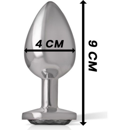 Intense Anal Toys INTENSE - ALUMINUM METAL ANAL PLUG WITH BLACK GLASS SIZE L
