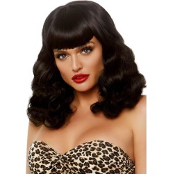 Leg Avenue Accessories LEG AVENUE - CURLY RETRO WIG WITH BANGS LUMINISCENT BLACK
