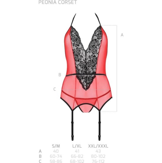 Passion Woman PASSION - PEONIA CORSET EROTIC LINE RED L/XL