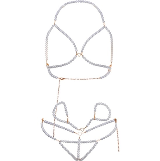 Leg Avenue Kink LEG AVENUE - BRA WRISTBANDS & PEARL THONG SET