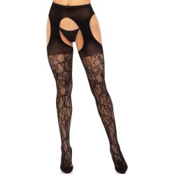 Leg Avenue Hosiery LEG AVENUE - LACE GARTER STOCKINGS BLACK