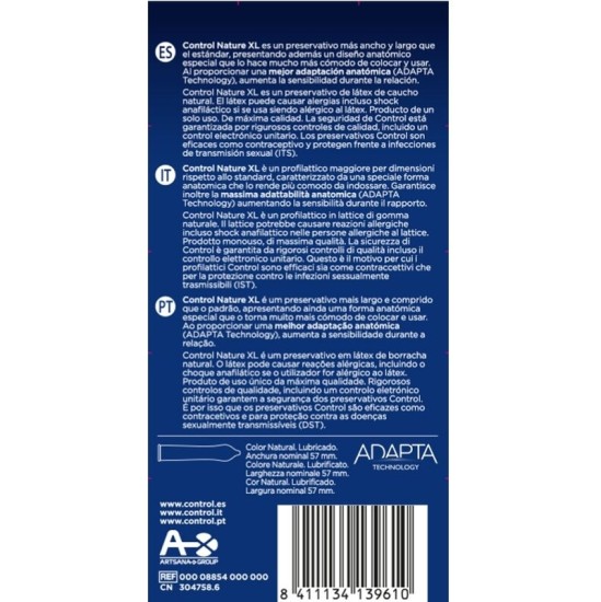 Control Condoms CONTROL - ADAPTA NATURE XL CONDOMS 12 UNITS