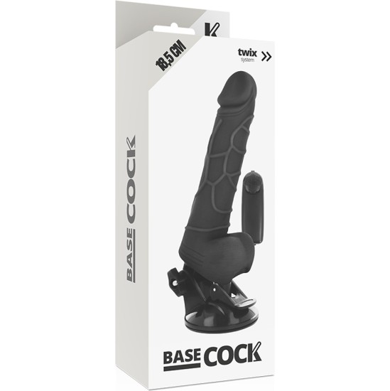 Basecock Reālistisks vibrators ar pulti melns 18,5 CM