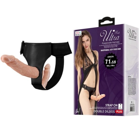 Baile Harness Collection Strap-on biksītes ar dubulto Dildo