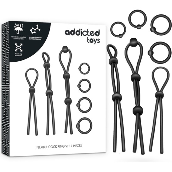 Addicted Toys FLEXIBLE SILICONE COCK RING SET 7 PIECES
