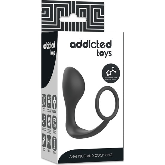 Addicted Toys Anālais spraudnis ar melnu silikona gsarkanszenu
