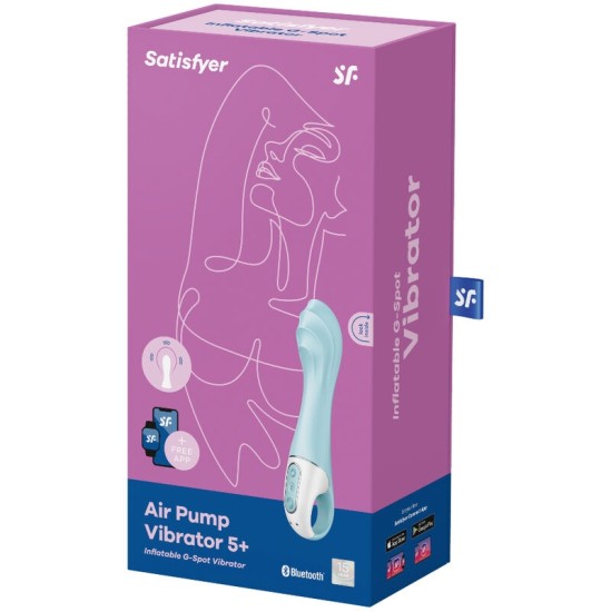 Satisfyer Connect SATISFYER AIR PUMP VIBRATOR 5+ НАДУВНОЙ ВИБРАТОР G-SPOT ПРИЛОЖЕНИЕ - СИНИЙ