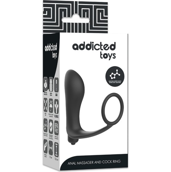 Addicted Toys Anālais spraudnis ar vibrāciju un dzimumlocekļa gredzenu
