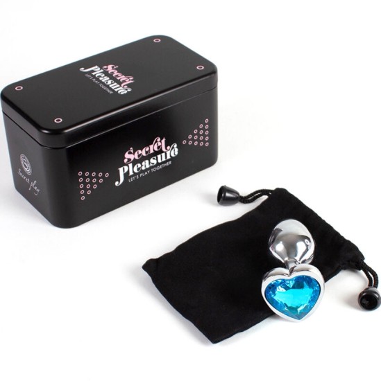 Secretplay Toys SECRET PLAY - METAL BUTT PLUG BLUE HEART SMALL SIZE 7 CM