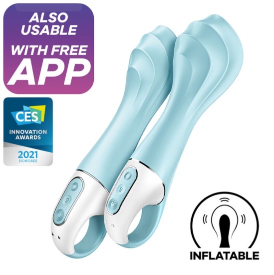 Satisfyer Connect SATISFYER AIR PUMP VIBRATOR 5+ INFLATABLE G-SPOT VIBRATOR APP - BLUE