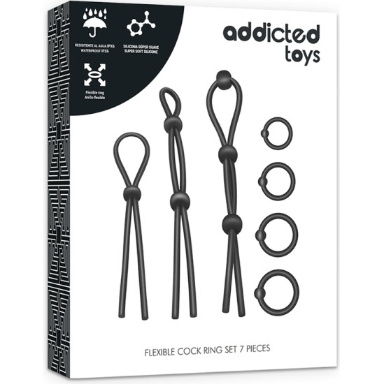 Addicted Toys FLEXIBLE SILICONE COCK RING SET 7 PIECES