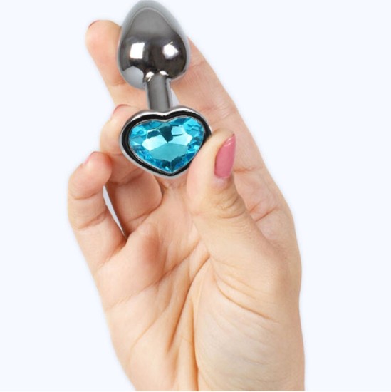 Secretplay Toys SECRET PLAY - METAL BUTT PLUG BLUE HEART SMALL SIZE 7 CM