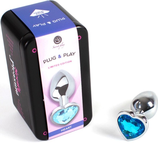 Secretplay Toys SECRET PLAY - METAL BUTT PLUG BLUE HEART SMALL SIZE 7 CM