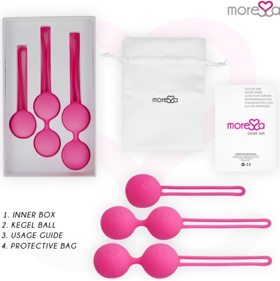 Moressa Silikona vaginālās bumbiņas komplekts rozā