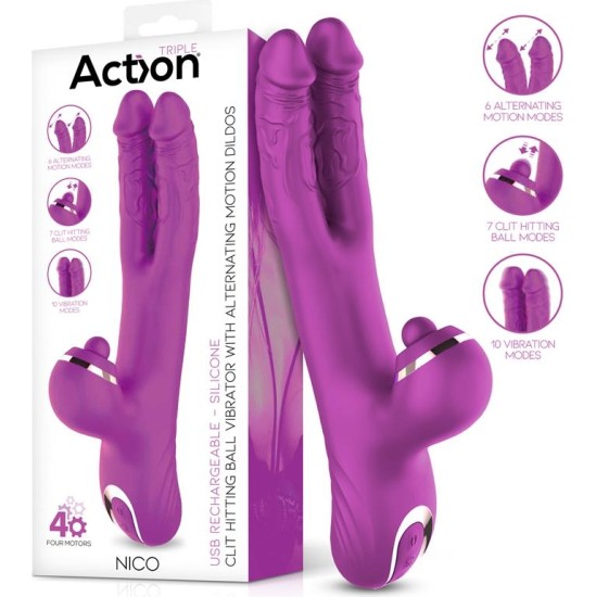 Action Nico Vibe with Clit Hitting Ball and Alternating Dildos