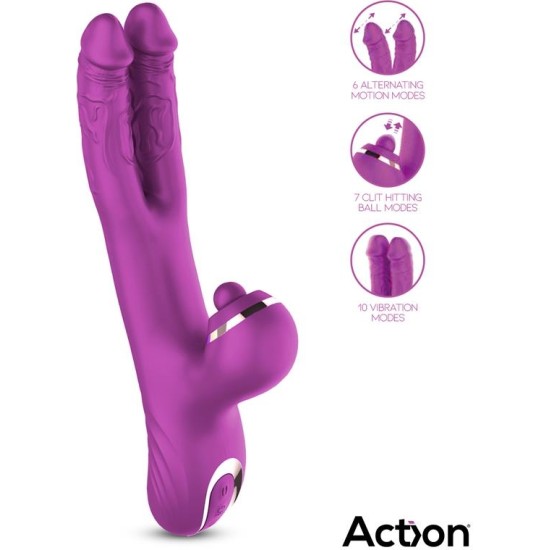 Action Nico Vibe with Clit Hitting Ball and Alternating Dildos
