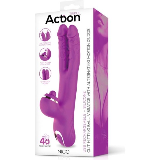 Action Nico Vibe with Clit Hitting Ball and Alternating Dildos
