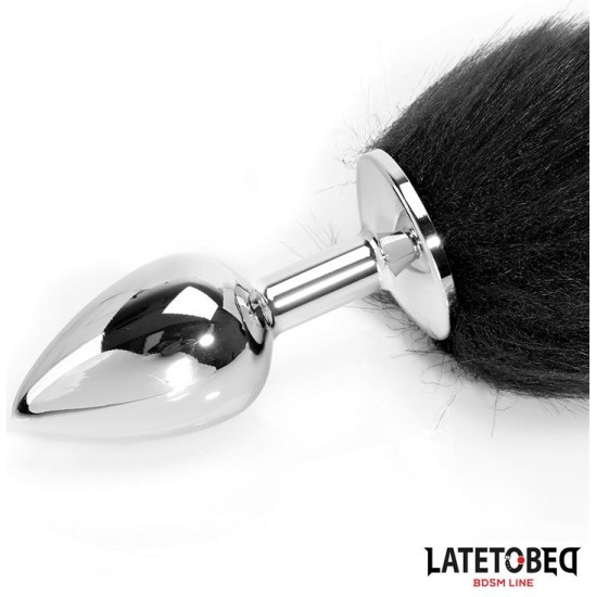 Latetobed Bdsm Line Fox Tail Anal Plug Black and White 40 cm