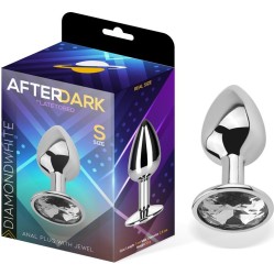 Afterdark Butt Plug with Jewel Diamond White Size S Aluminium