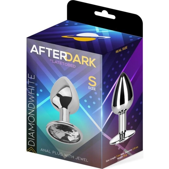 Afterdark Butt Plug with Jewel Diamond White Size S Aluminium