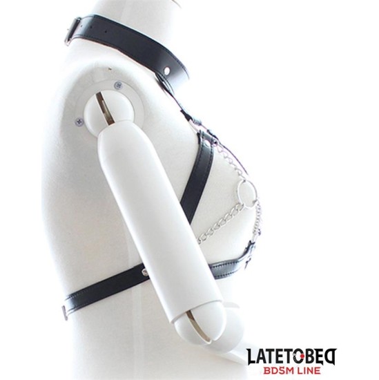 Latetobed Bdsm Line Bondage Harness with Open Cups and Chains