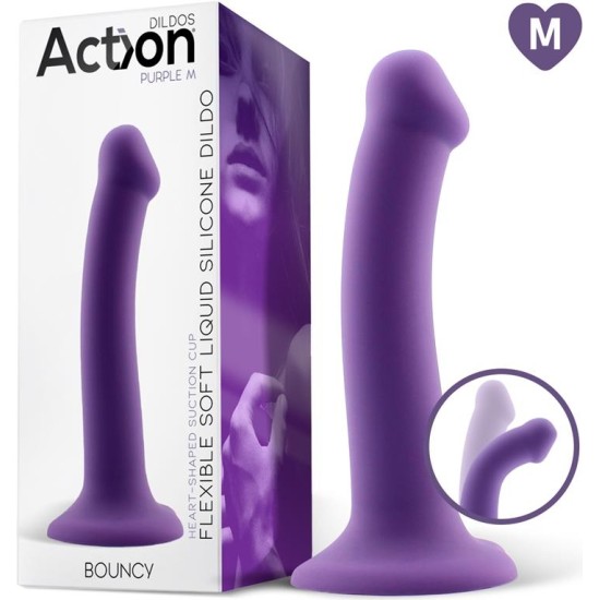 Action Bouncy Liquid Silicone Dildo Hiper Flexible 7 - 18 cm Size M Purple