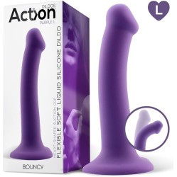 Action Bouncy Liquid Silicone Dildo Hiper Flexible 7.5 - 19 cm Size L Purple