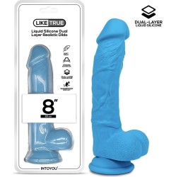 Liketrue Realistic Dildo Liquid Silicone Dual Layer 8 Blue