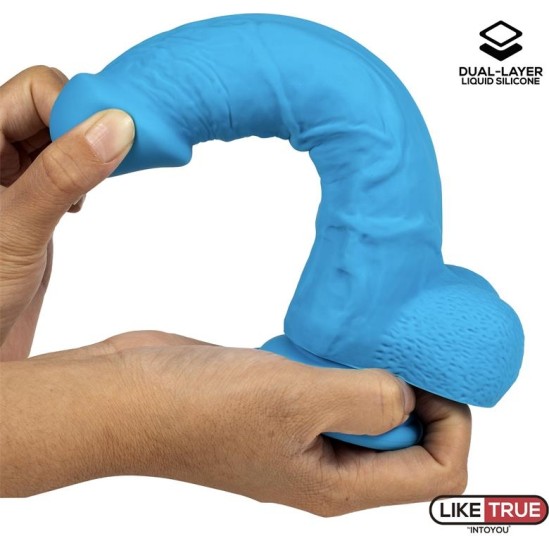 Liketrue Realistic Dildo Liquid Silicone Dual Layer 8 Blue