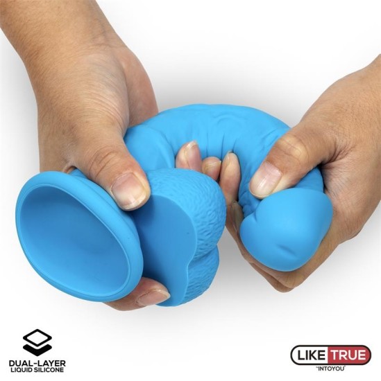Liketrue Realistic Dildo Liquid Silicone Dual Layer 8 Blue