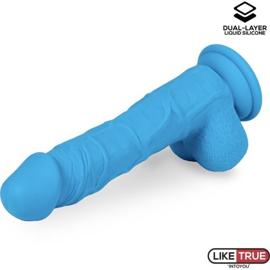 Liketrue Realistic Dildo Liquid Silicone Dual Layer 8 Blue