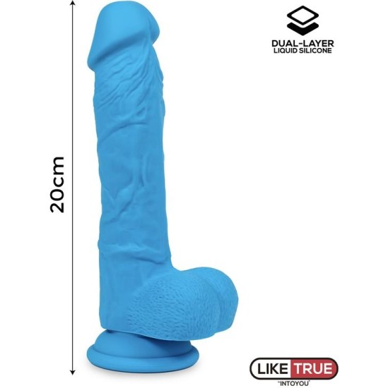 Liketrue Realistic Dildo Liquid Silicone Dual Layer 8 Blue