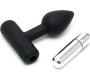 Latex Play Butt Plug with Vibrating Bullet Black