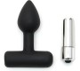 Latex Play Butt Plug with Vibrating Bullet Black