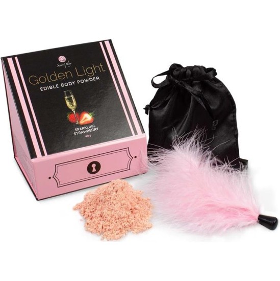 Secret Play 100% Edible Powder Kit and Feather Tickler Sparkling Strawberry