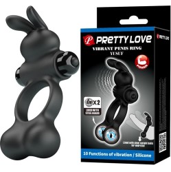 Prettylove Yusuf Vibrating Penis Ring with Steel Beads 2x33gr