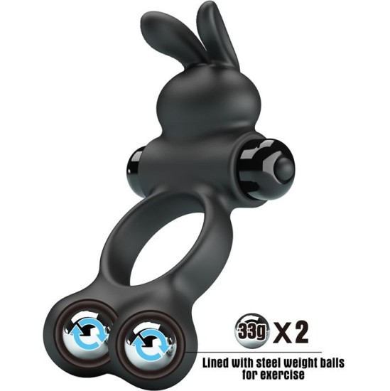 Prettylove Yusuf Vibrating Penis Ring with Steel Beads 2x33gr