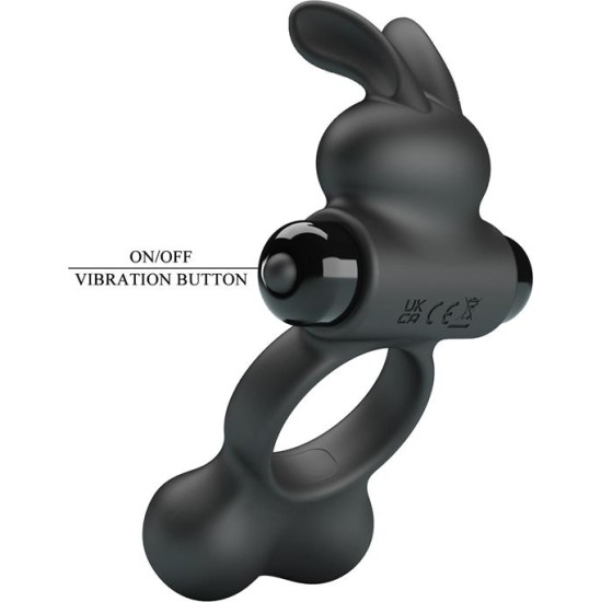 Prettylove Yusuf Vibrating Penis Ring with Steel Beads 2x33gr