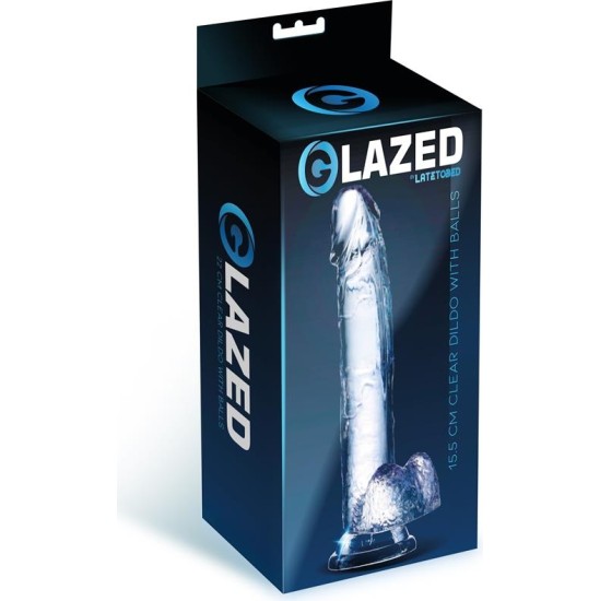 Glazed Realistic Dildo with Testicles Crystal Material 15,5 cm