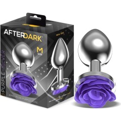 Afterdark Metal Anal Plug with Purple Rose Base - Size M