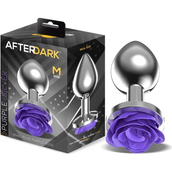 Afterdark Metal Anal Plug with Purple Rose Base - Size M