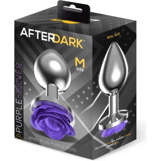 Afterdark Metal Anal Plug with Purple Rose Base - Size M