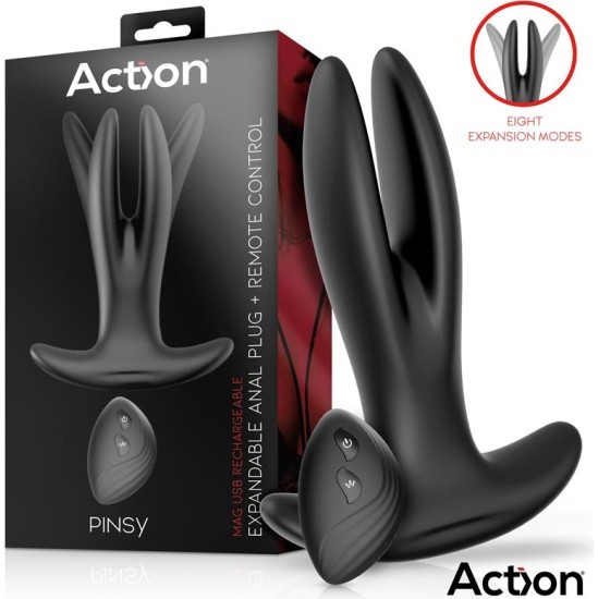 Action Pinsy Expandable Butt Plug with Remote Control