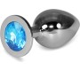 Lovetoy Metal Butt Plug RoseBud Classic with Blue Jewel Size L