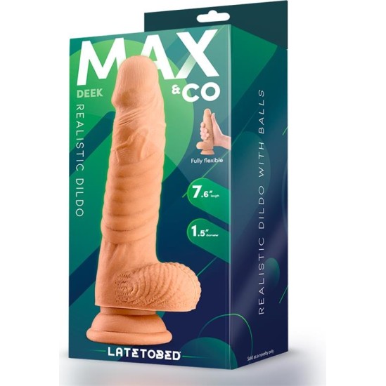Max & Co Deek Realistic Dildo with Testivles 7.6 Flesh