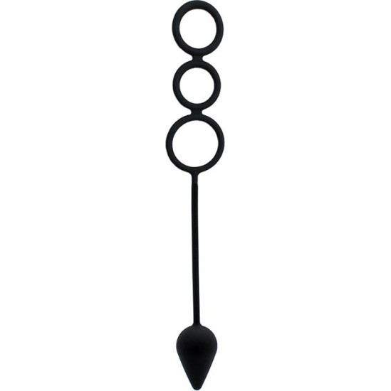 Latex Play Anal Plug with Penis Rings Silicone