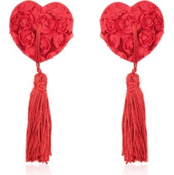 Latetobed Bdsm Line Rose Heart Nipple Covers Red