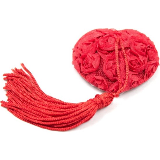 Latetobed Bdsm Line Rose Heart Nipple Covers Red