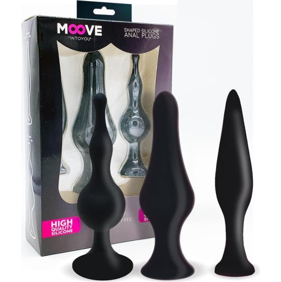 Moove Set of 3 Butt Plugs Black