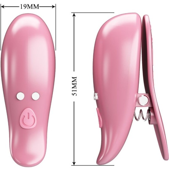 Pretty Love CAILEY NIPPLE CLAMPS 10 VIBRATIONS REMOTE CONTROL PINK